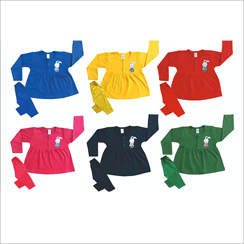 FS Frock Baby Suit - Cotton, Various Sizes, Solid Colors with Cartoon Print , O-Neck, Anti-Wrinkle, Quick Dry, Breathable, Washable