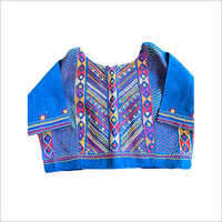 Lambani Ready Made Blouses - Cotton, Available Sizes: S, M, L, Xl, Xs, Light Blue With All-over Colorful Embroidery And Embellishments, Quick Dry And Washable Features