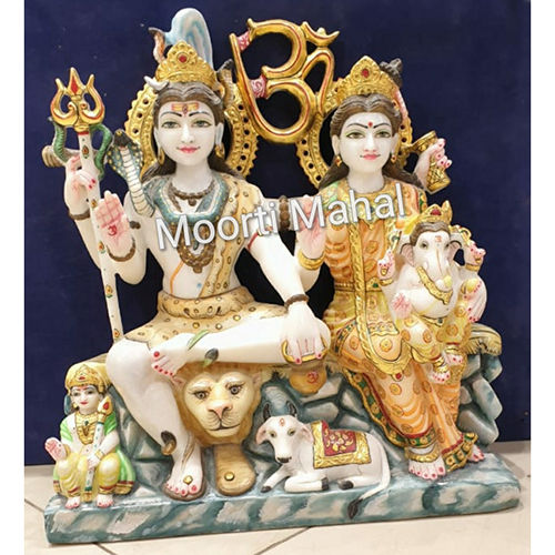 Polished Marble Gauri Shankar Statue