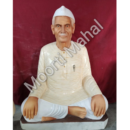 White-Brown Polished Marble Human Statue