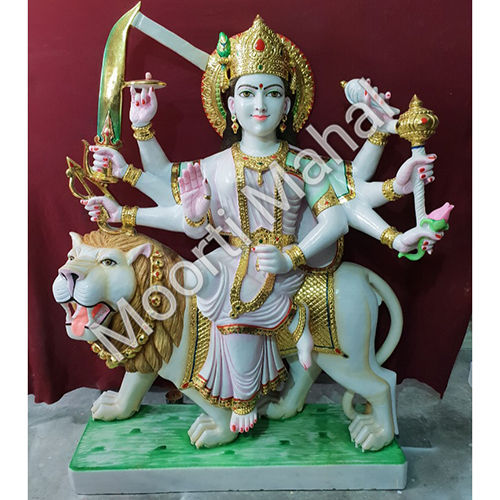 Polished Marble Lord Durga Statue