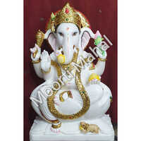 Polished Marble Ganesha Statue - Color: White