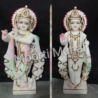 Radha Krishna Statue - Polished White Marble, Glossy Finish For Religious Worship Activities