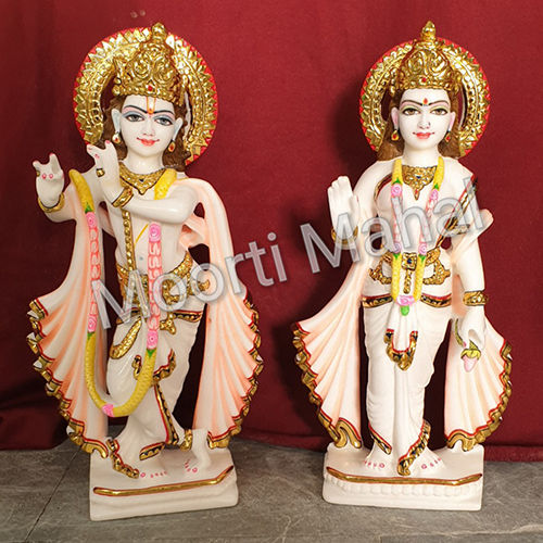 Polished Marble Radha Krishna Statue