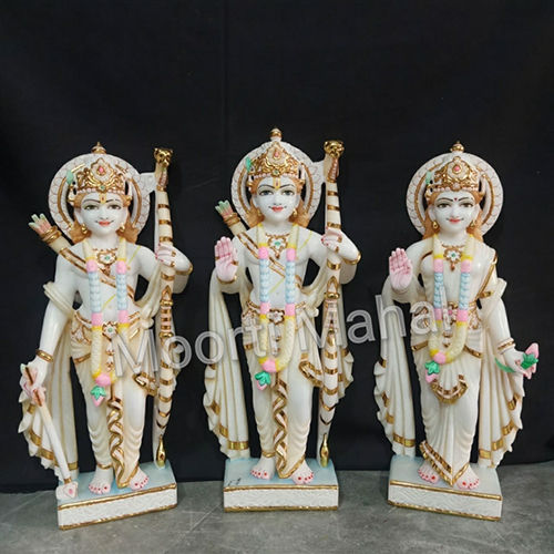 White Polished Marble Ram Darbar Statue