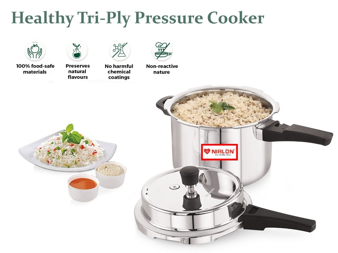 TRIPLY OUTER LID PRESSURE COOKER - 3 LTR