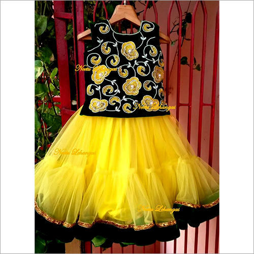 Yellow And Black Baby Girls Party Dress