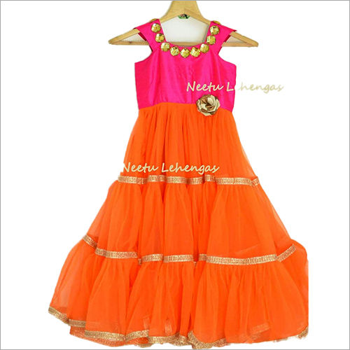 Pink  And  Orange Kids Baby Lehenga Choli