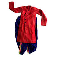 Red Boys Sherwani With Dhoti