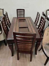 Modern 6 Seater Wooden Dining Table Set - Chair Material: Wood