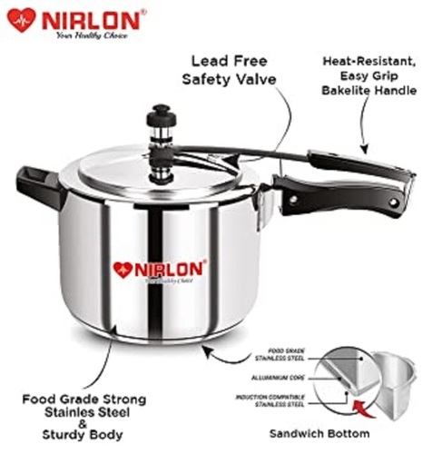 NIRLON Classic Stainless Steel Pressure Cooker 6.5Liters