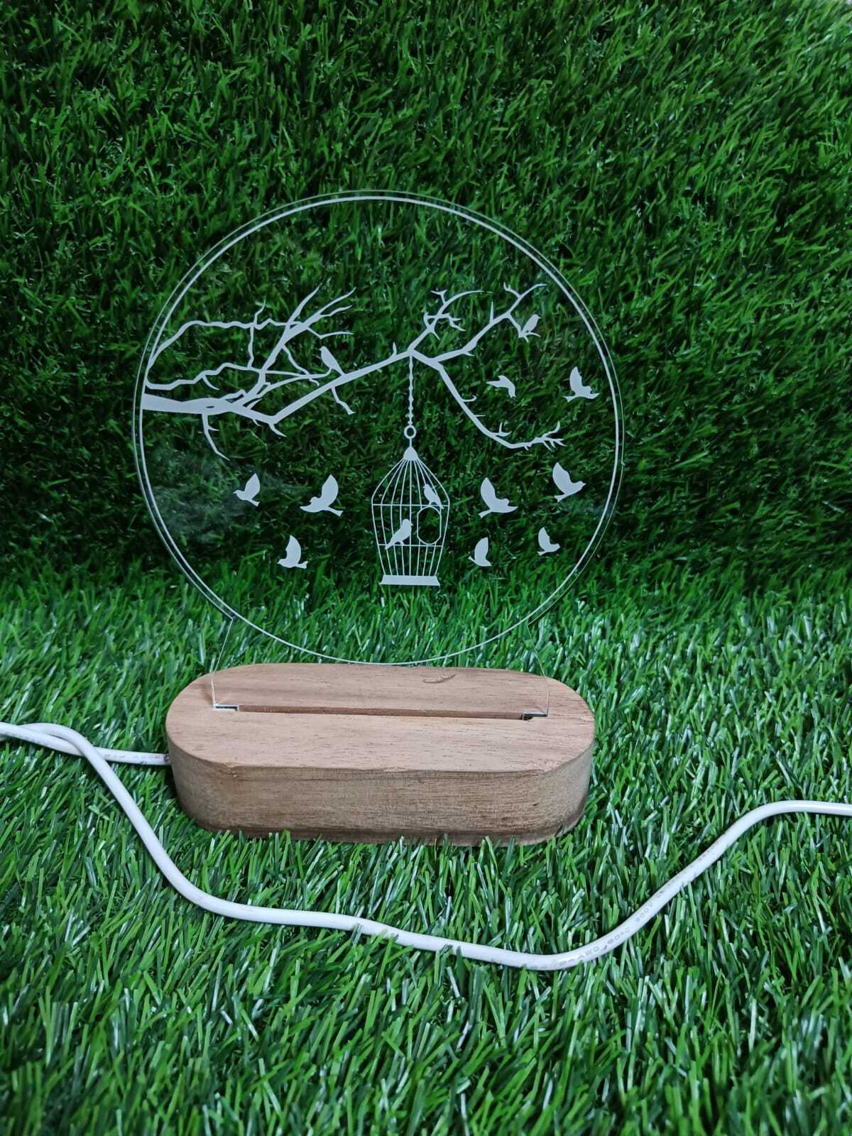 wooden base led night lamp