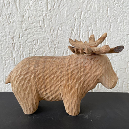 Wooden Fat Stag Statue