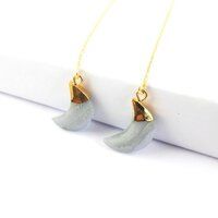 Half Moon Gemstone Size 18x7m 925 Silver Threader Earring