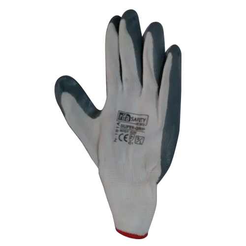Rifa Nitrile Safety Glove - Nitrile Material, Full Finger Style, Grey Color | Printed Pattern, Ideal for Household Use