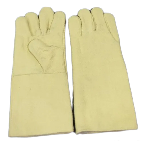 Light Yellow Hand Glove - Cotton Blend, Full Finger Style | Washable, Plain Pattern for Daily Life Use