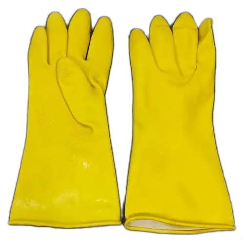 Rubber Hand Glove - Rubber Material, Yellow Color | Cleanroom Gloves for Daily Life, Plain Pattern for Versatile Use