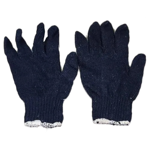 Blue Knitted Hand Gloves - Cotton Fabric, Daily Life Use | Comfortable and Durable Household Gloves