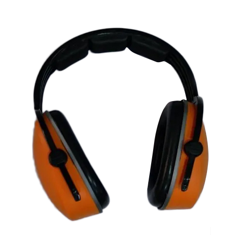 Industrial Safety Headphone - Plastic Material, Black and Orange Color | Reusable Design, Unisex Usage for Enhanced Security Purpose