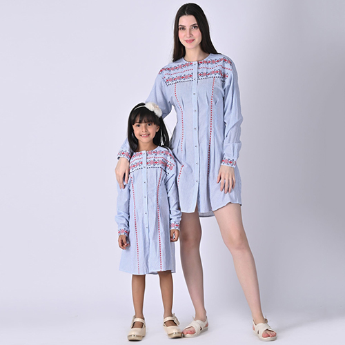 A Cool Hour In Waist Pleat Yarn Dyed Cotton Stripes Shirt Dress