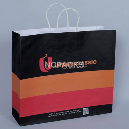 Moisture Proof Black Printed Paper Bag
