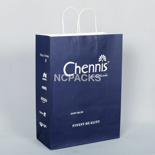 Blue Colour Printed Paper Bag