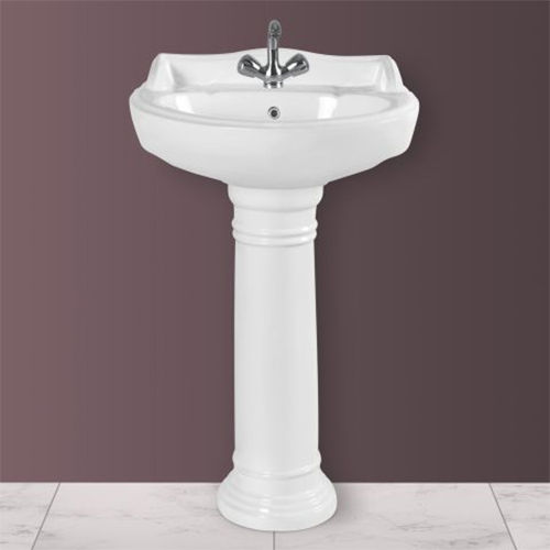 White Serena-8013 Ceramic Pedestal Bash Basin