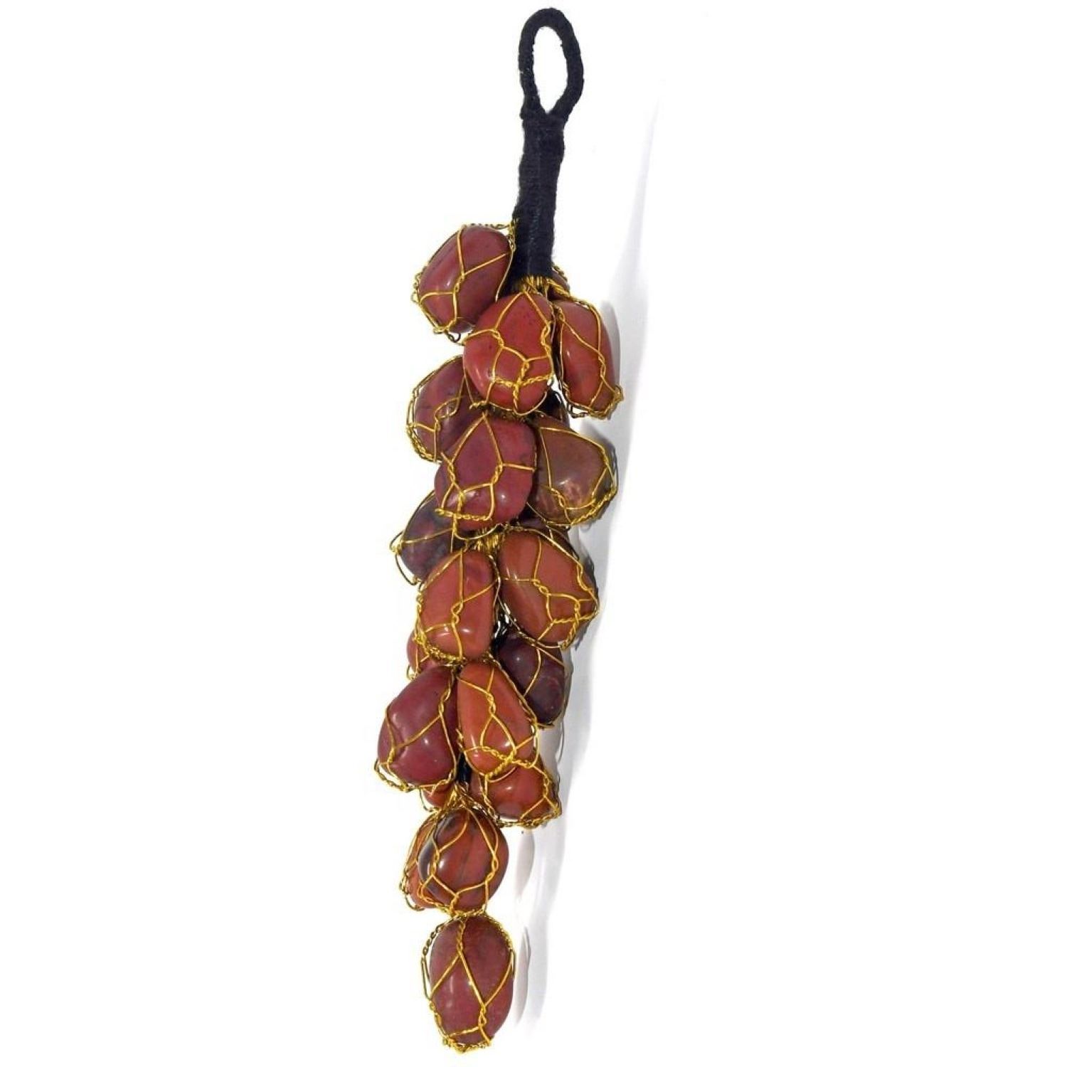 Natural Red Jasper Gemstone Tumbled Grapes Theme Car Hanger