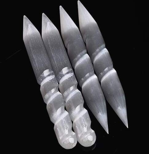 Natural White Selenite Spiral Charging Stick Bar and Wand