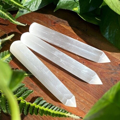 Natural White Selenite Charging Stick Bar and Wand