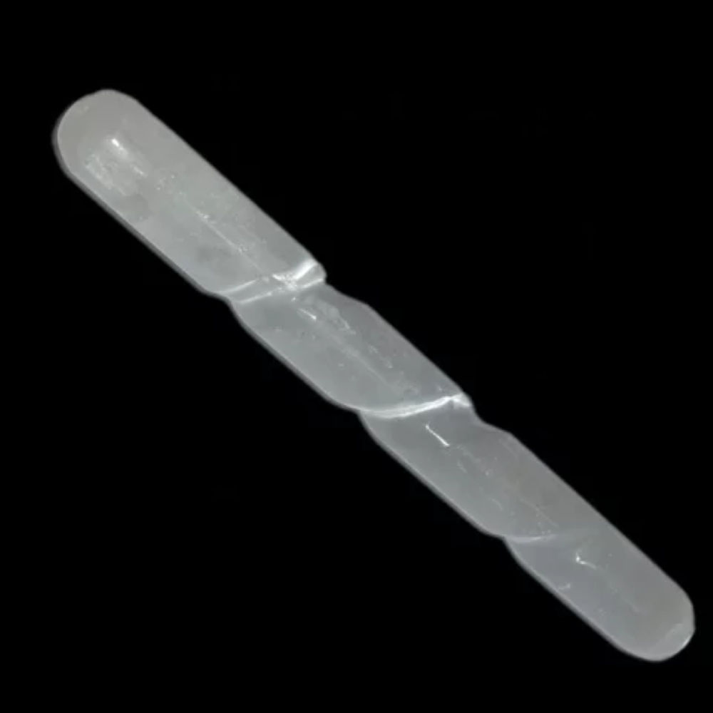 Natural Selenite Charging Spiral Massage Wand and Stick Bar