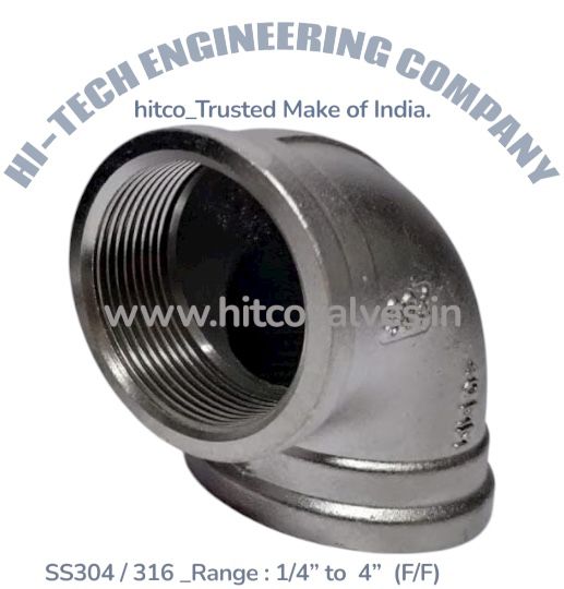 Stainless Steel 90 Degree Elbow - Application: Threaded