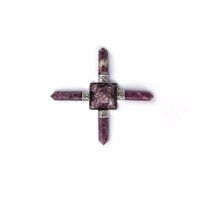 Natural Lepidolite Gemstone 4 Point Pyramid Energy Generator