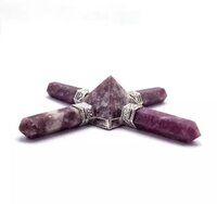 Natural Lepidolite Gemstone 4 Point Pyramid Energy Generator