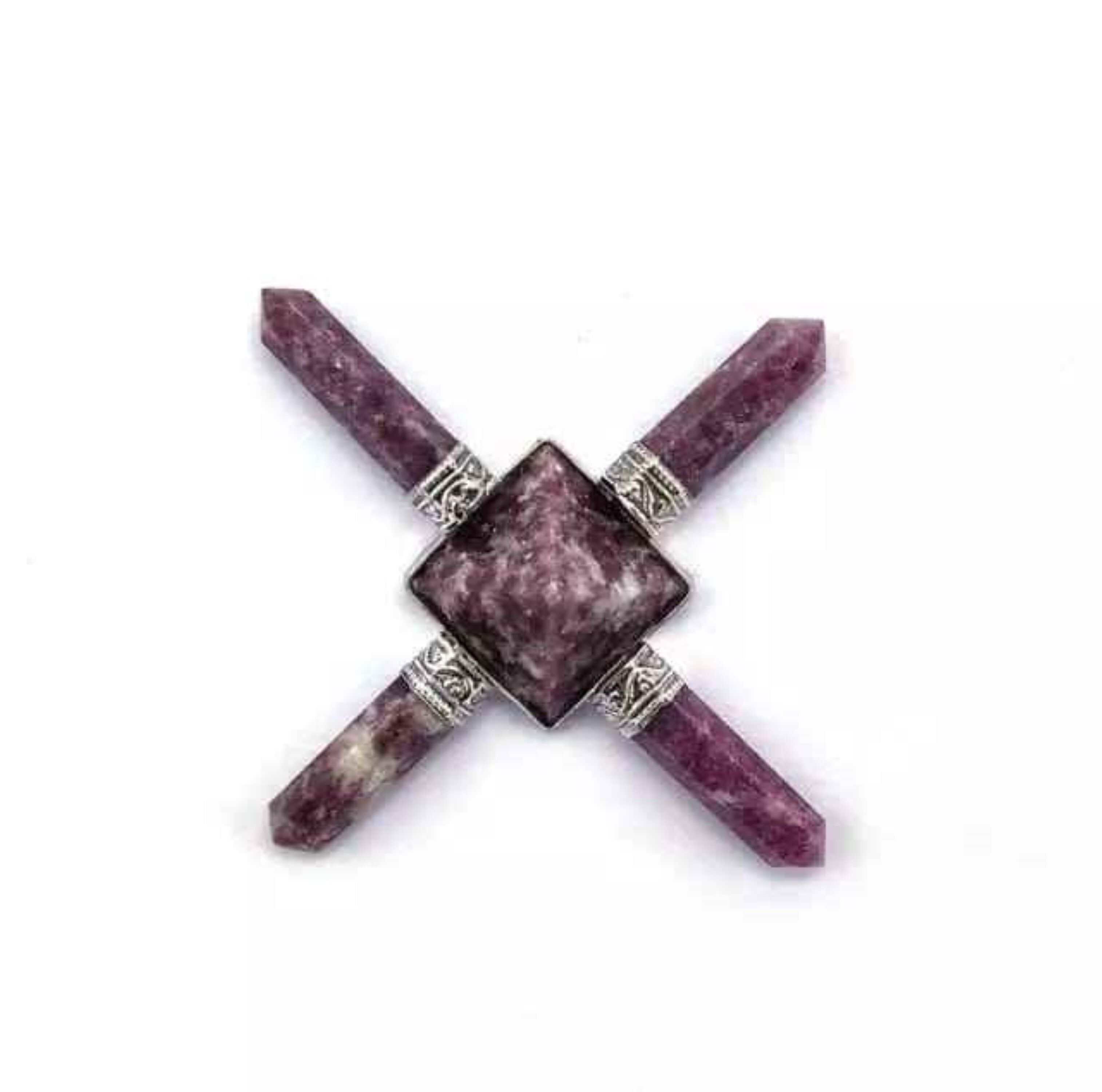 Natural Lepidolite Gemstone 4 Point Pyramid Energy Generator