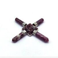 Natural Lepidolite Gemstone 4 Point Pyramid Energy Generator