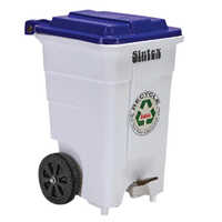 Aristro Foot Operated Waste Bin - Plastic, 620 Mm Height, 360x360 Mm Top Dimensions, 300x300 Mm Bottom, White & Blue Color, 60 Liters Capacity, Open Top Design