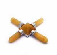 Natural Yellow Aventurine Crystal Gemstone 4 Point Pyramid Energy Generator