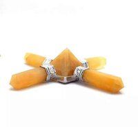 Natural Yellow Aventurine Crystal Gemstone 4 Point Pyramid Energy Generator