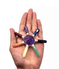 Natural Amethyst with Seven Chakra Gemstone 7 Point Pyramid Energy Generator