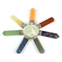 Natural Crystal with Seven Chakra Gemstone 7 Point Pyramid Energy Generator