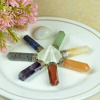 Natural Crystal with Seven Chakra Gemstone 7 Point Pyramid Energy Generator