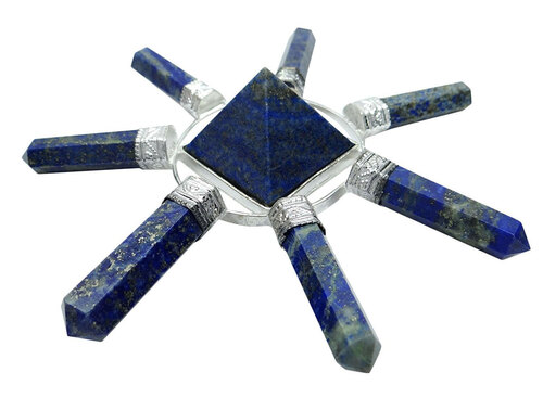 Natural Lapis Lazuli Gemstone 7 Point Pyramid Energy Generator
