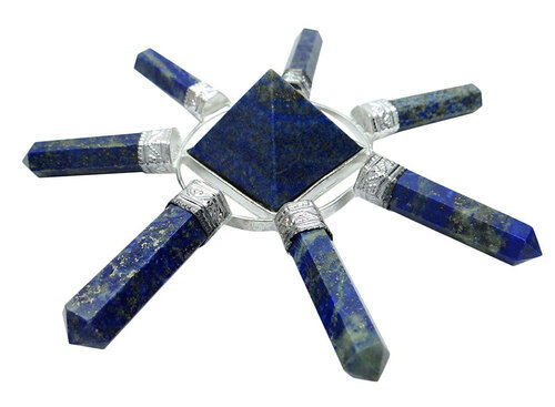 Natural Lapis Lazuli Gemstone 7 Point Pyramid Energy Generator