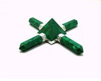 Natural Green Malachite Crystal Gemstone 4 Point Pyramid Energy Generator