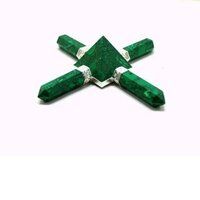 Natural Green Malachite Crystal Gemstone 4 Point Pyramid Energy Generator