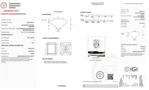 RADIANT 3.5ct F VS2 CVD Certified Lab Grown Diamond 551289191 OB374