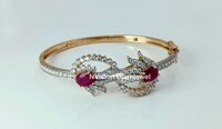 Natural Diamond Ruby Bracelet - 2.40 Carat Si1 Natural Round Brilliant Cut | White Ef Diamonds With Elegant Design