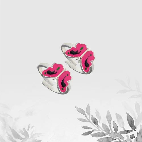 925 Sterling Silver Enamel Toe Fashionable Ring Size: Standard