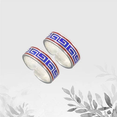 925 Sterling Silver Enamel Toe Ring